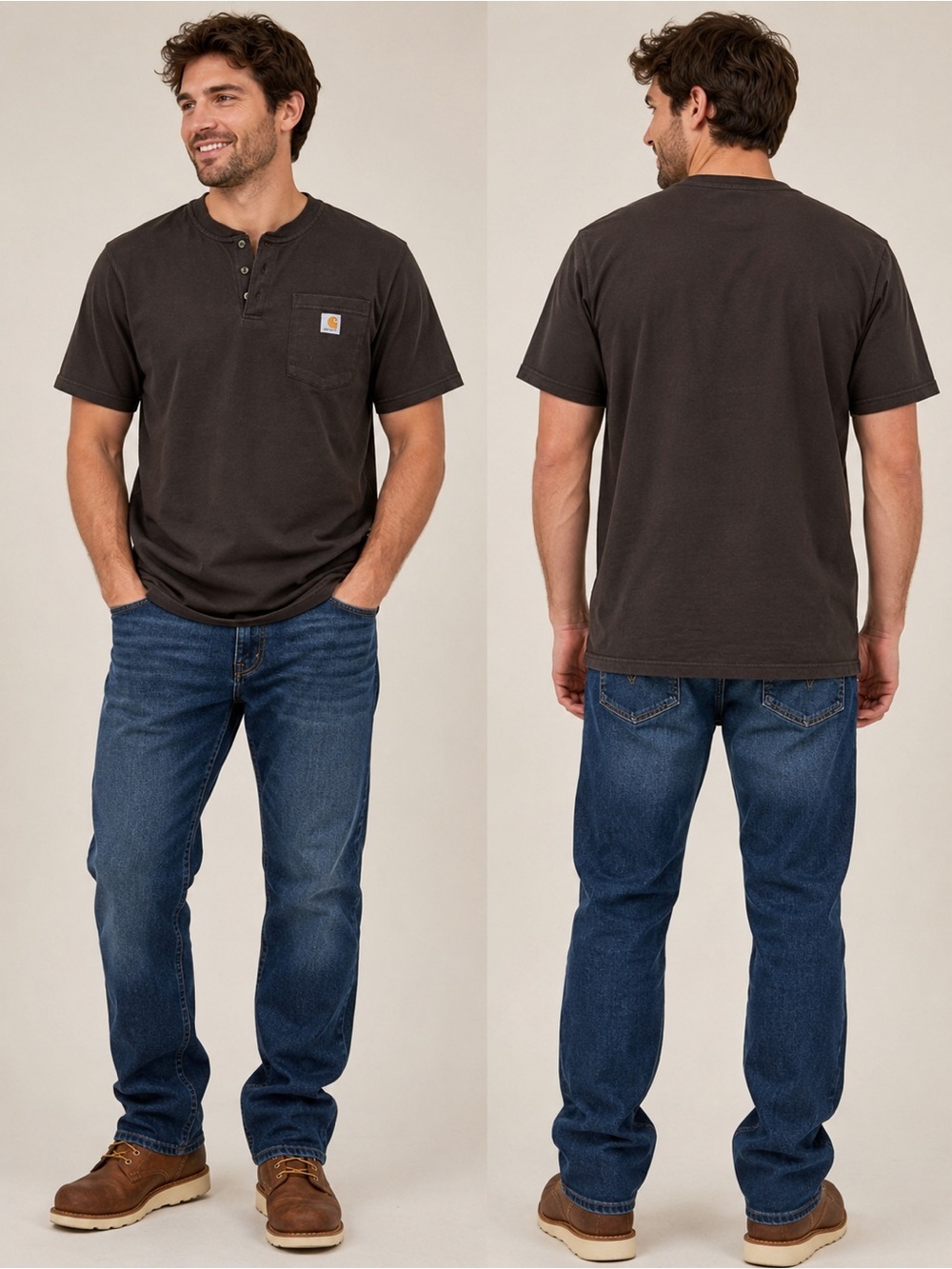 Carhartt Original Fit Pocket Henley T-Shirt Men’s XL Black Heavyweight Workwear